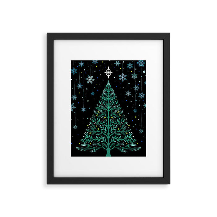 Christmas Night Tree-Snowy Framed Art Print Gallery Image 1