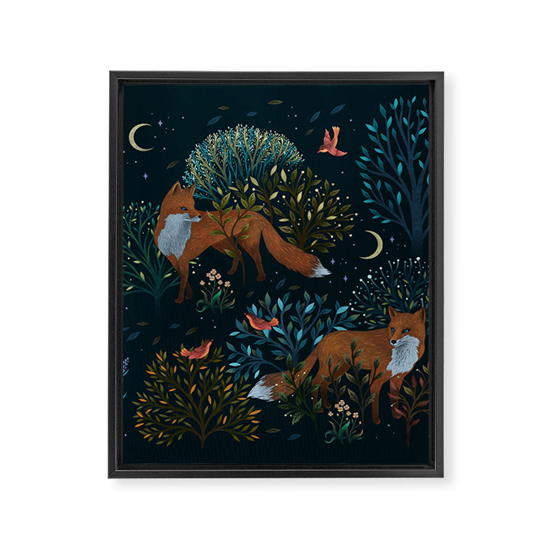 Forest Foxes Framed Canvas Print Gallery Image 8