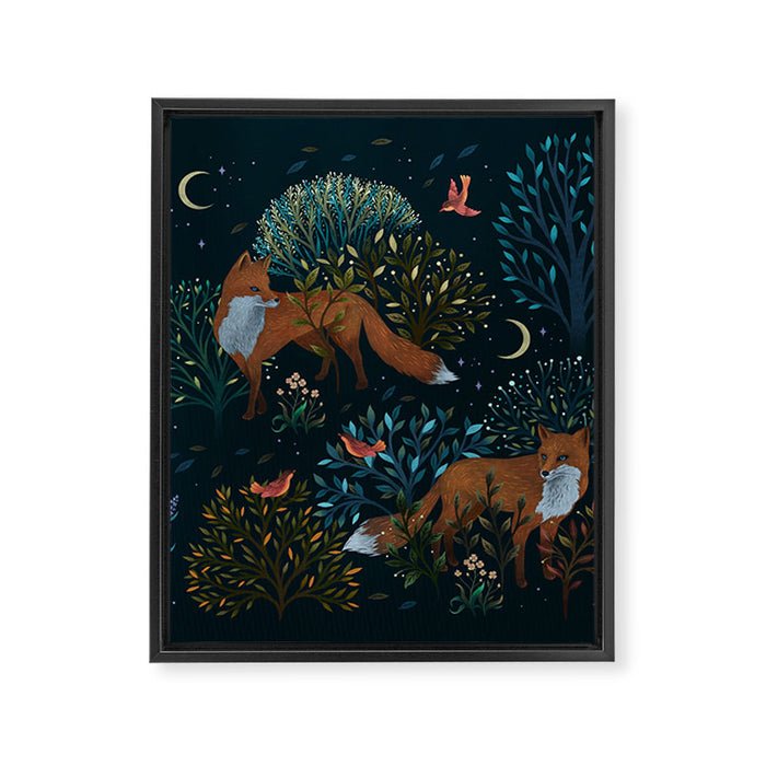 Forest Foxes Framed Canvas Print Gallery Image 1