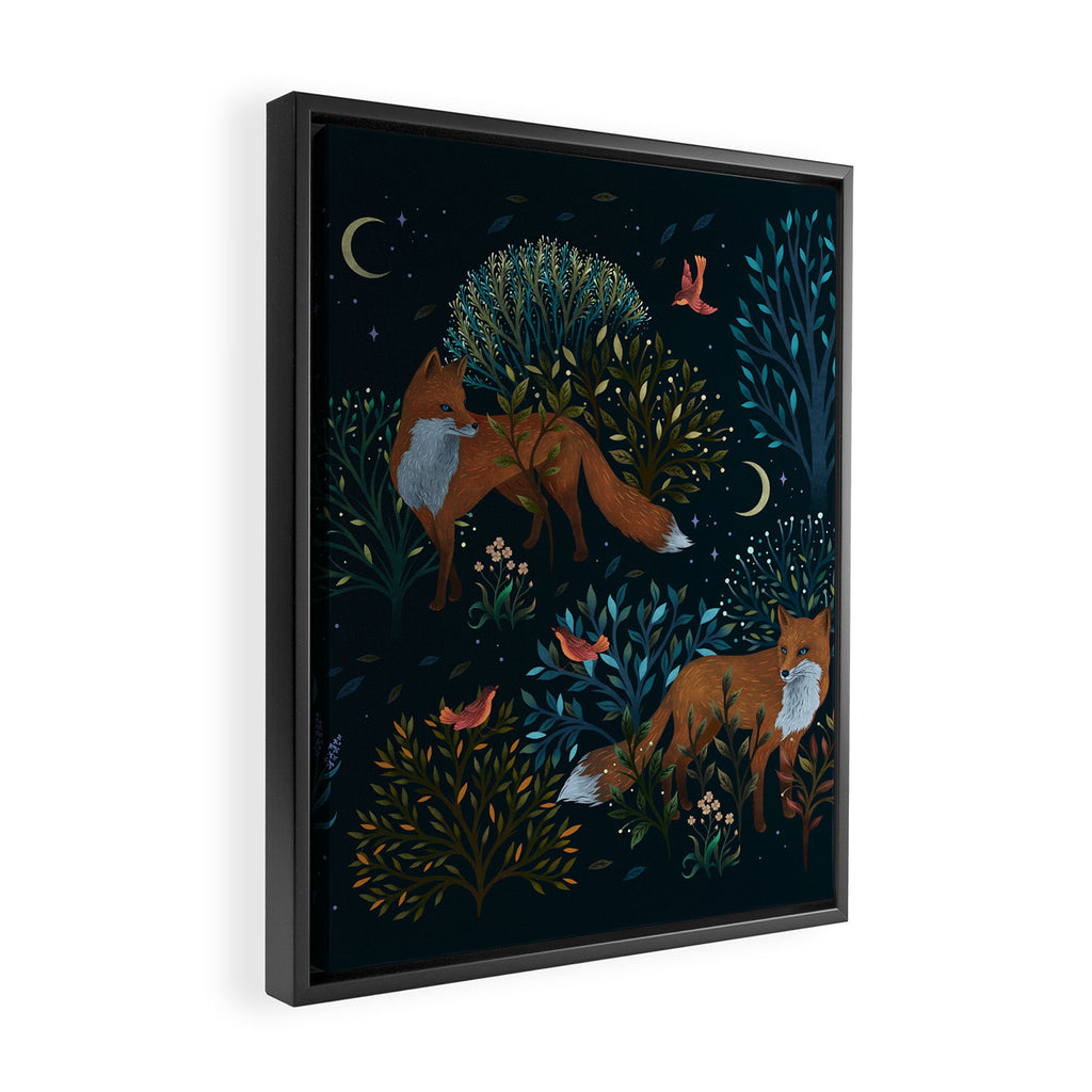 Forest Foxes Framed Canvas Print Gallery Image 2