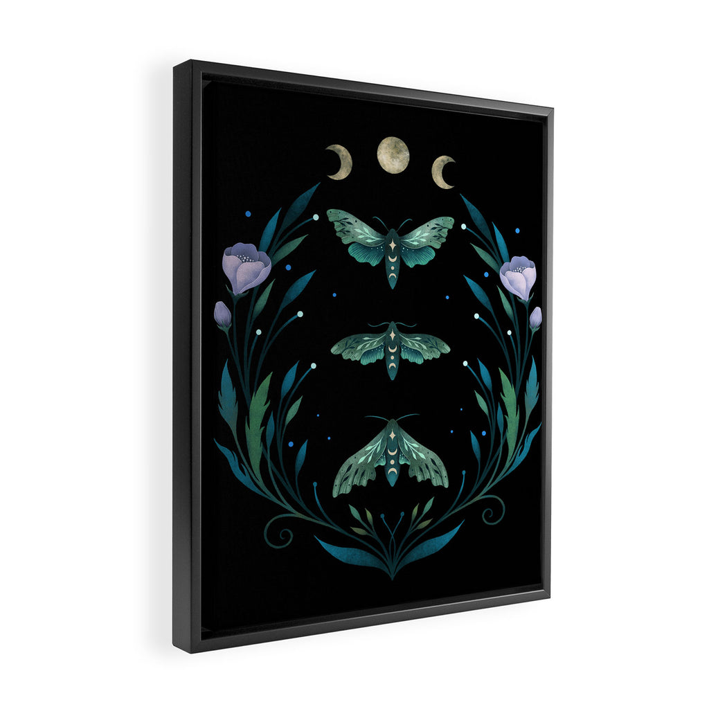 Lime Hawk Moths Night Framed Canvas Print Gallery Image 2