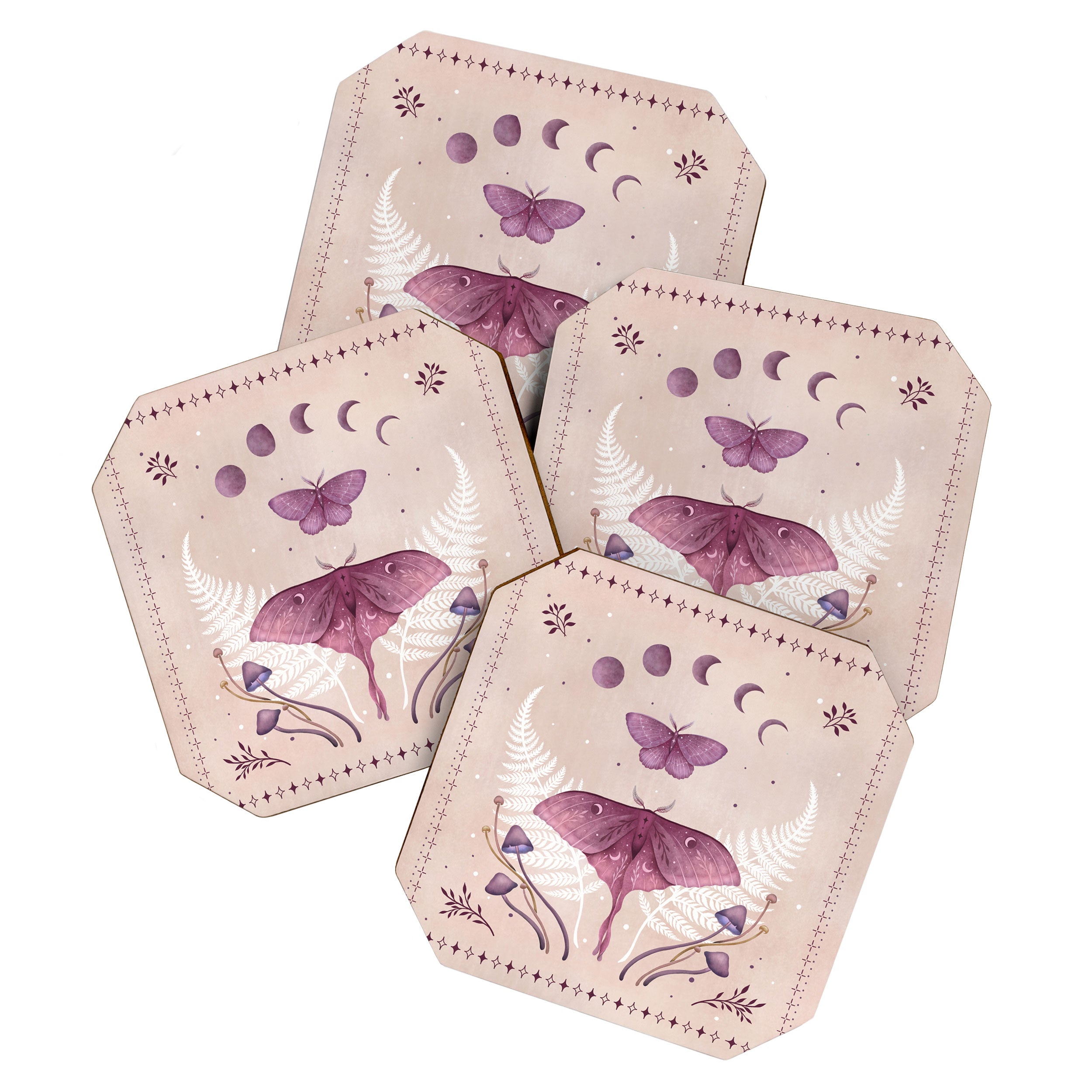 Luna and Emerald - Vintage Pink Coaster Gallery Image 1