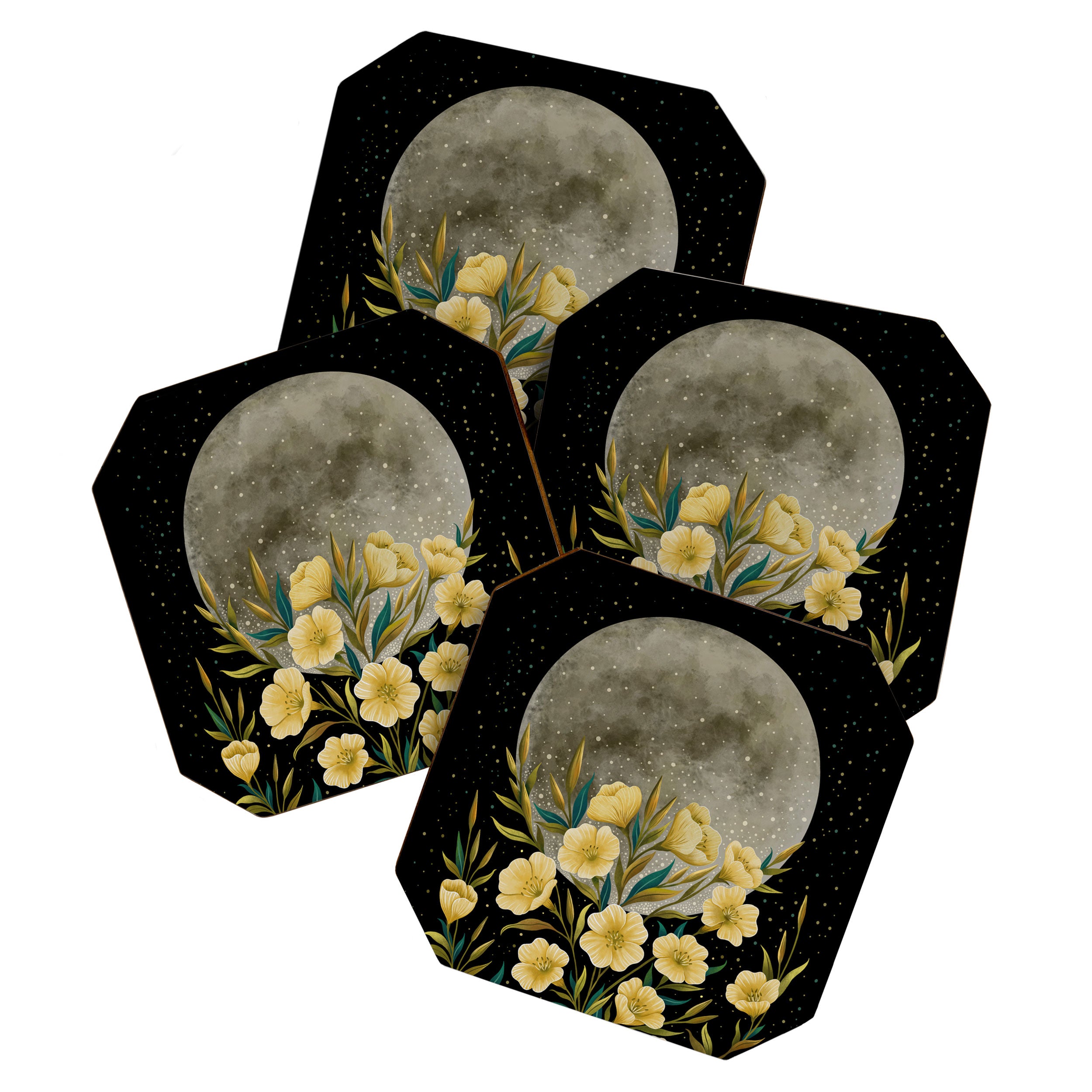 Moon Greeting- Yellow Evening Primrose Coaster Gallery Image 1