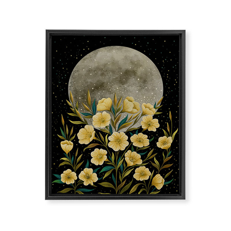Moon Greeting- Yellow Evening Primrose Framed Canvas Print Gallery Image 6