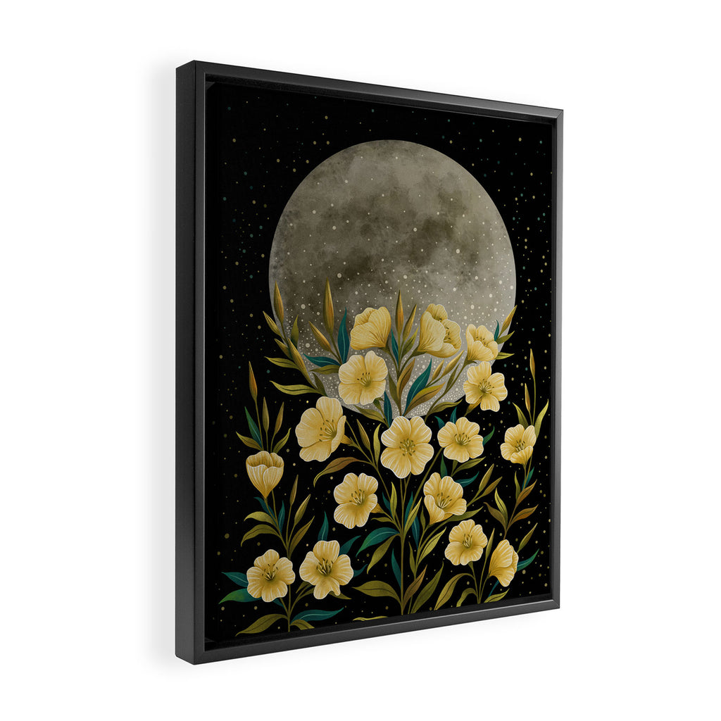 Moon Greeting- Yellow Evening Primrose Framed Canvas Print Gallery Image 2