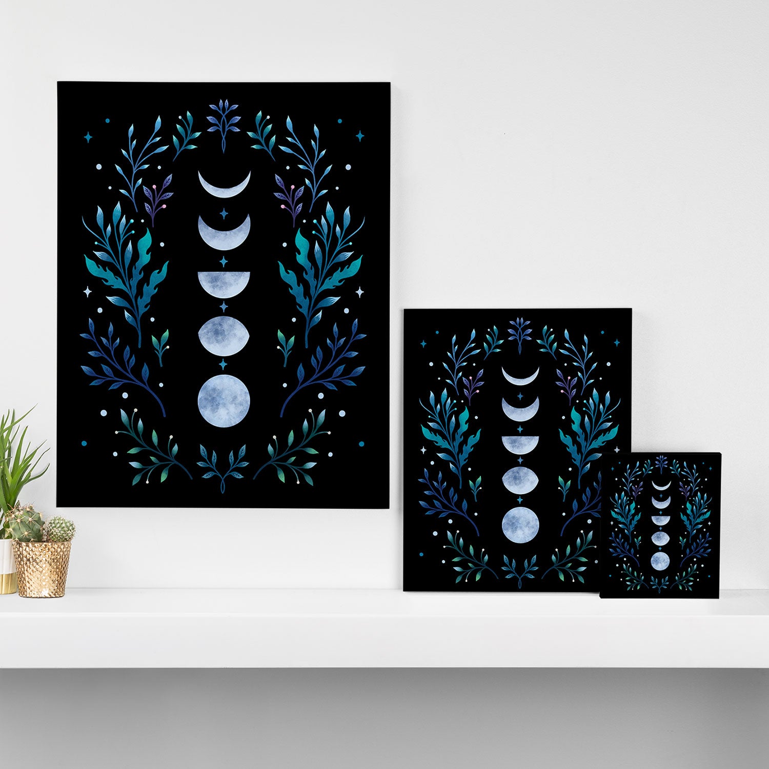 Moonlight Garden - Blue Canvas Print Gallery Image 3