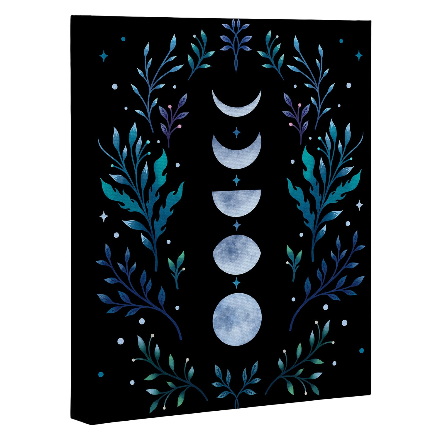 Moonlight Garden - Blue Canvas Print Gallery Image 3