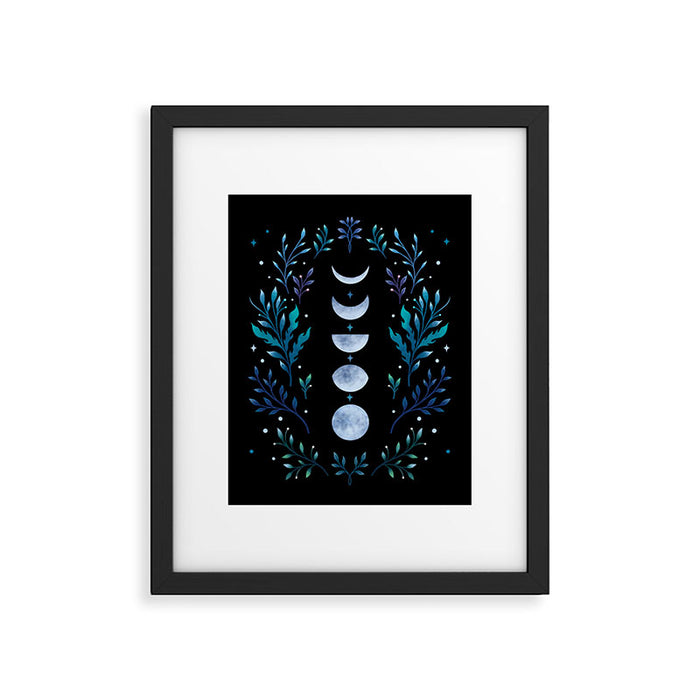 Moonlight Garden - Blue Framed Art Print Gallery Image 1