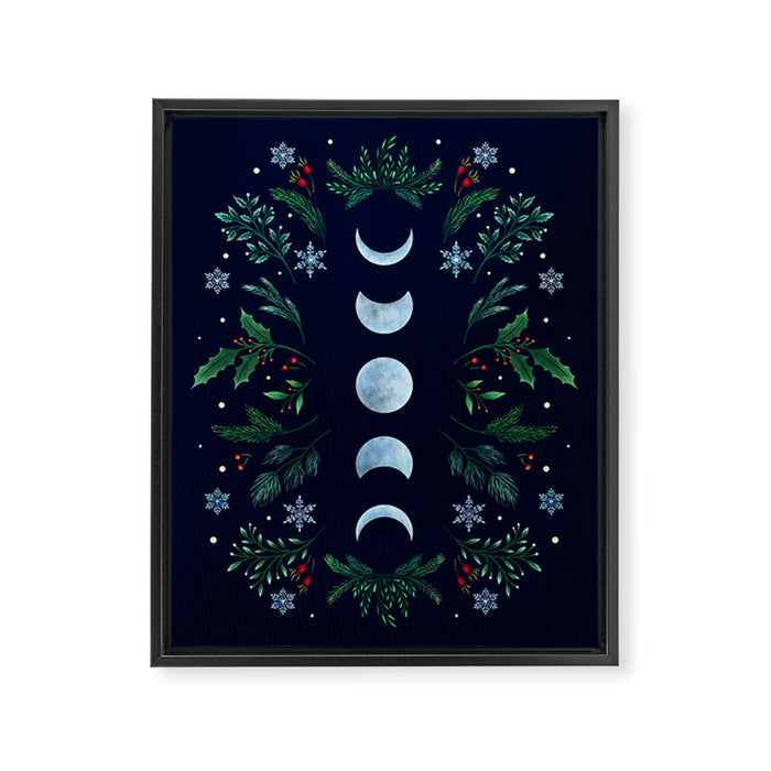 Moonlight Garden - Festive Green Framed Canvas Print Gallery Image 1