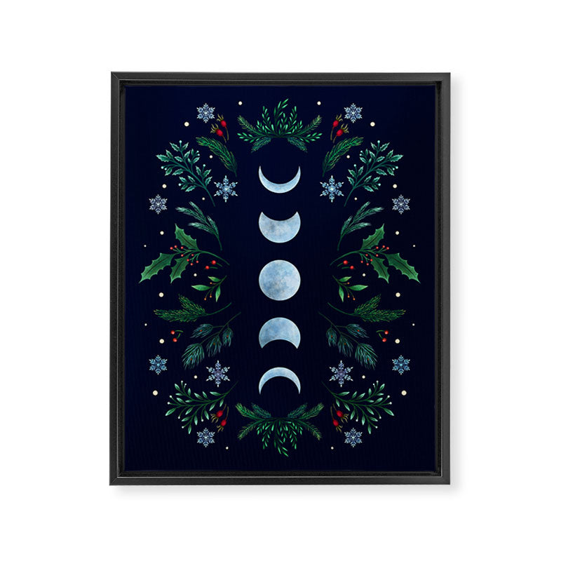 Moonlight Garden - Festive Green Framed Canvas Print Gallery Image 6