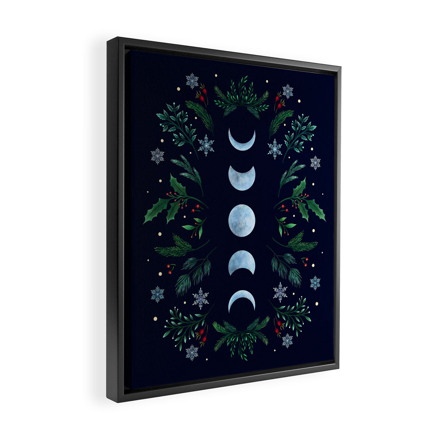 Moonlight Garden - Festive Green Framed Canvas Print Gallery Image 2