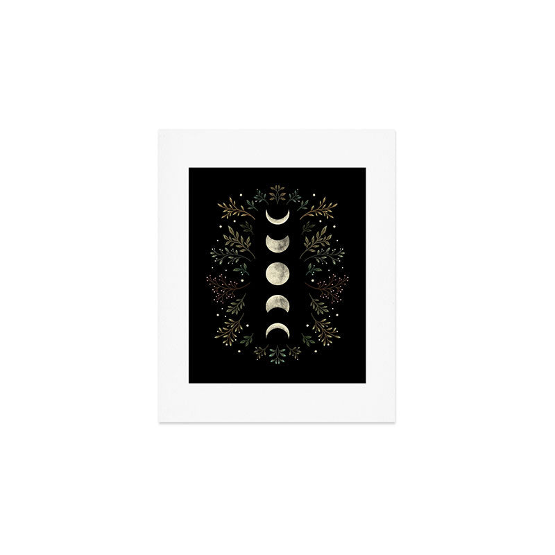 Moonlight Garden - Olive Green Art Print Gallery Image 1