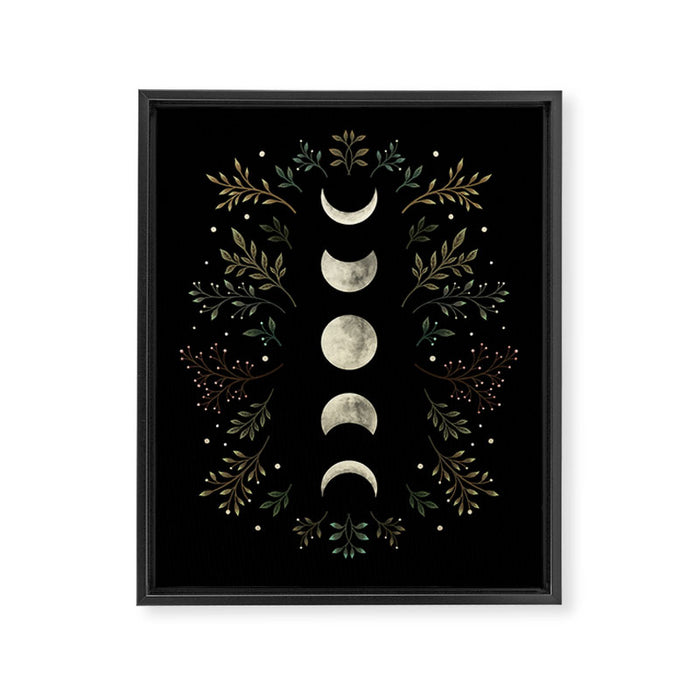Moonlight Garden - Olive Green Framed Canvas Print Gallery Image 1