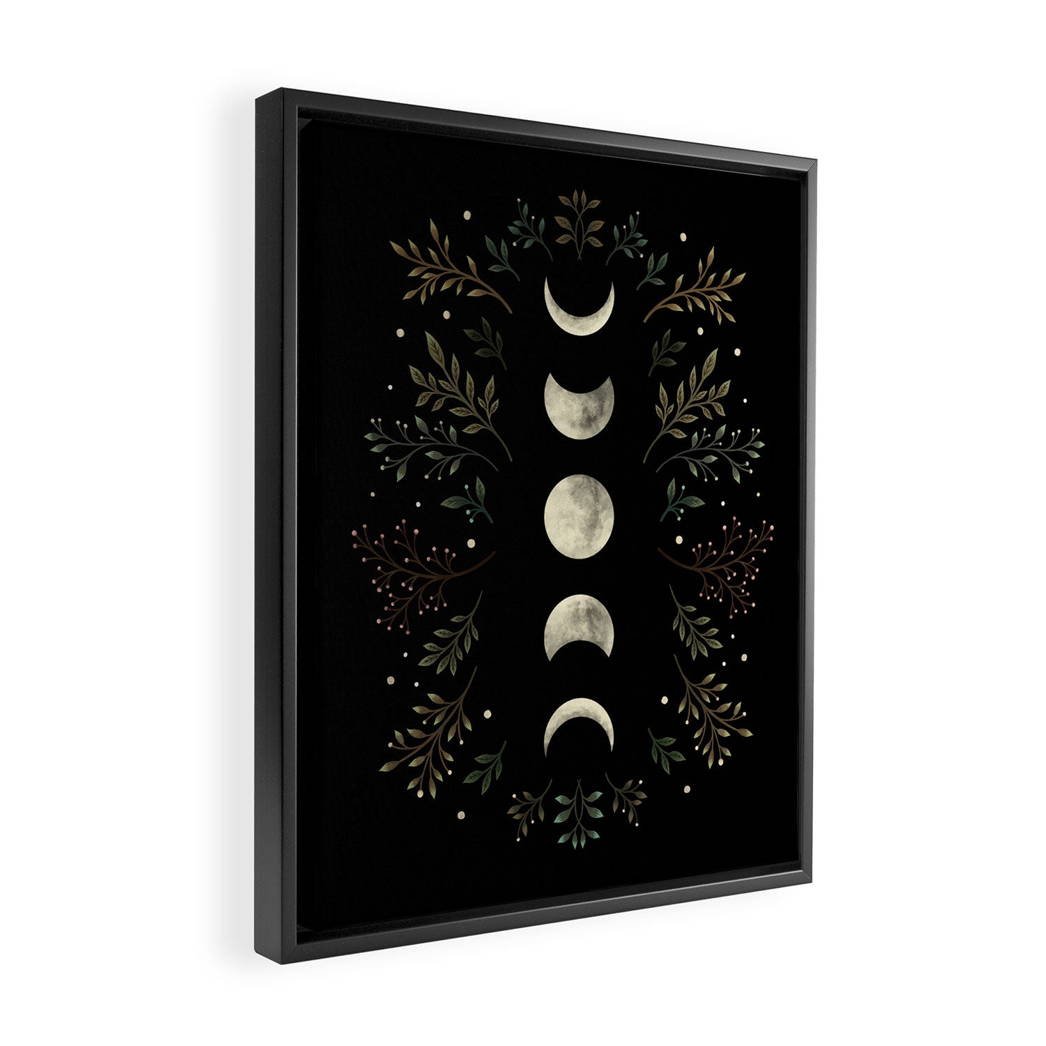 Moonlight Garden - Olive Green Framed Canvas Print Gallery Image 2