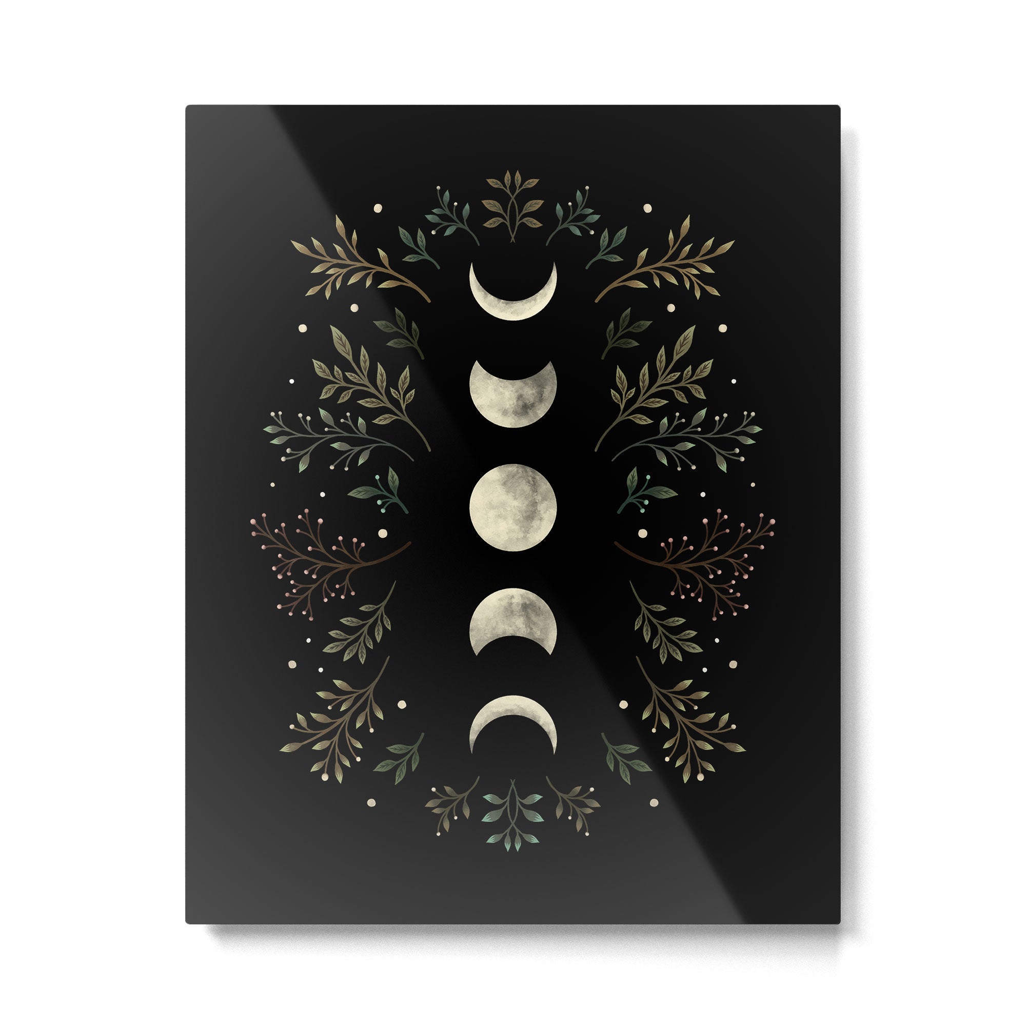 Moonlight Garden - Olive Green Metal Print Gallery Image 4