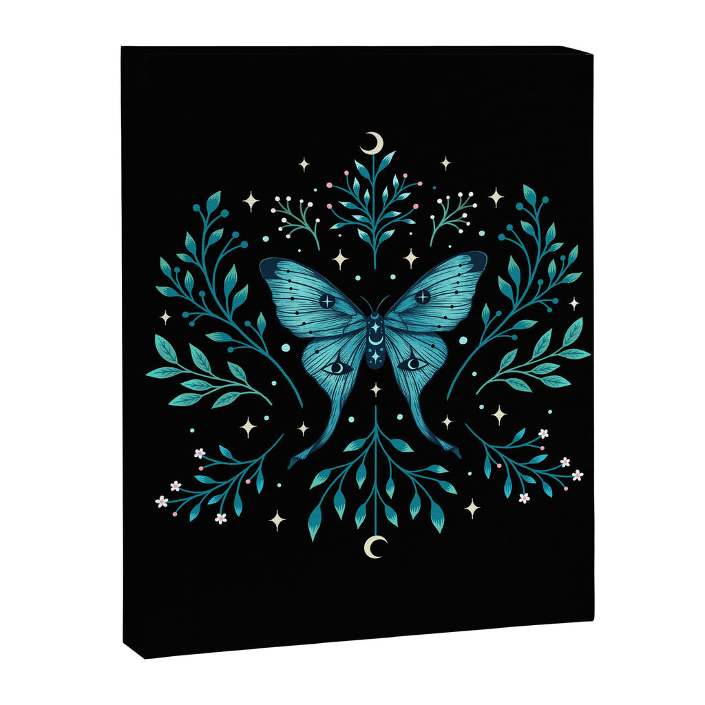 Mystical Luna Moth - Turquoise Canvas Print Gallery Image 8