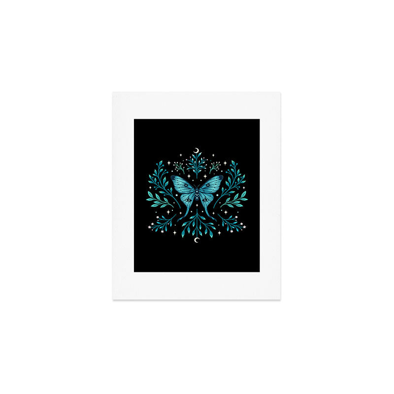 Mystical Luna Moth - Turquoise Art Print Gallery Image 1
