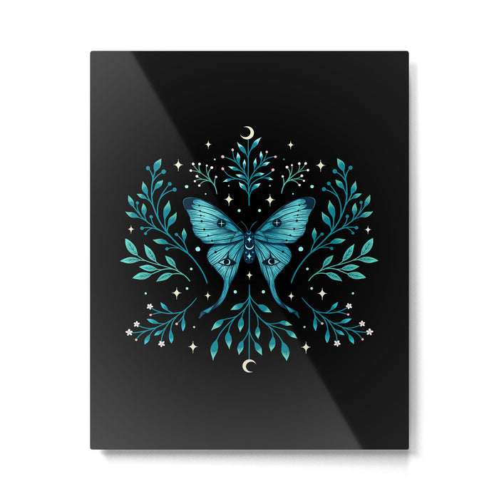 Mystical Luna Moth - Turquoise Metal Print Gallery Image 1