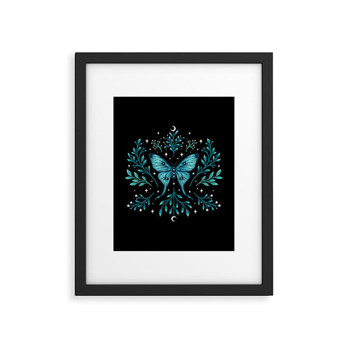 Mystical Luna Moth - Turquoise Framed Art Print Gallery Image 1