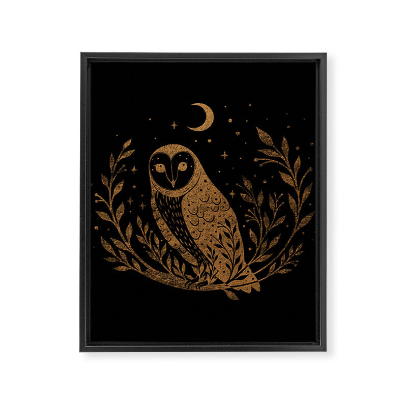 Owl Moon - Gold Framed Canvas Print Gallery Image 8