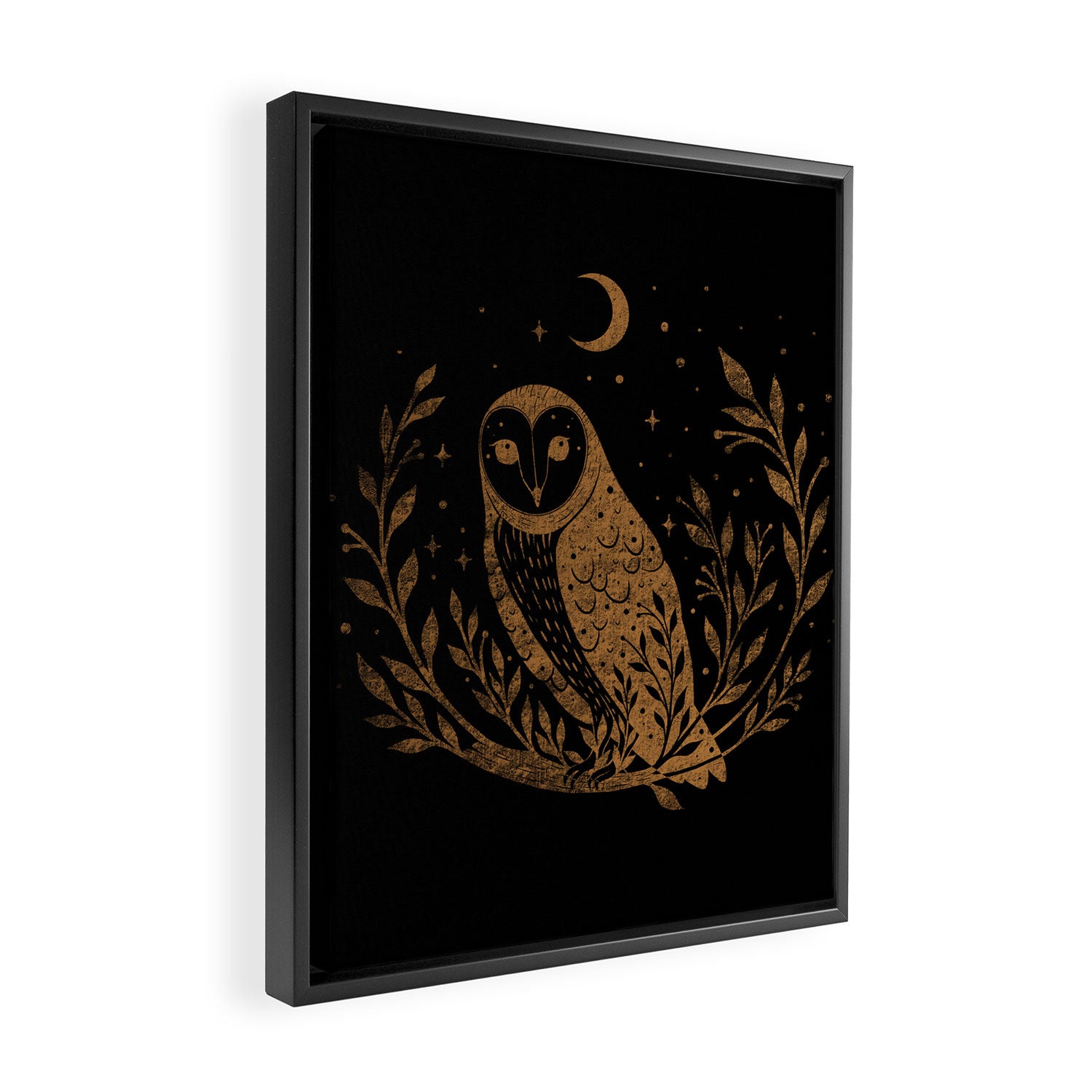 Owl Moon - Gold Framed Canvas Print Gallery Image 2