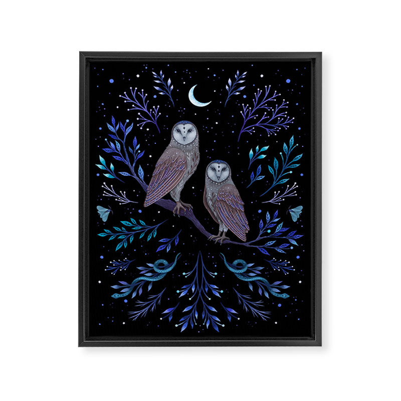 Owls in the Moonlight Framed Canvas Print Gallery Image 6