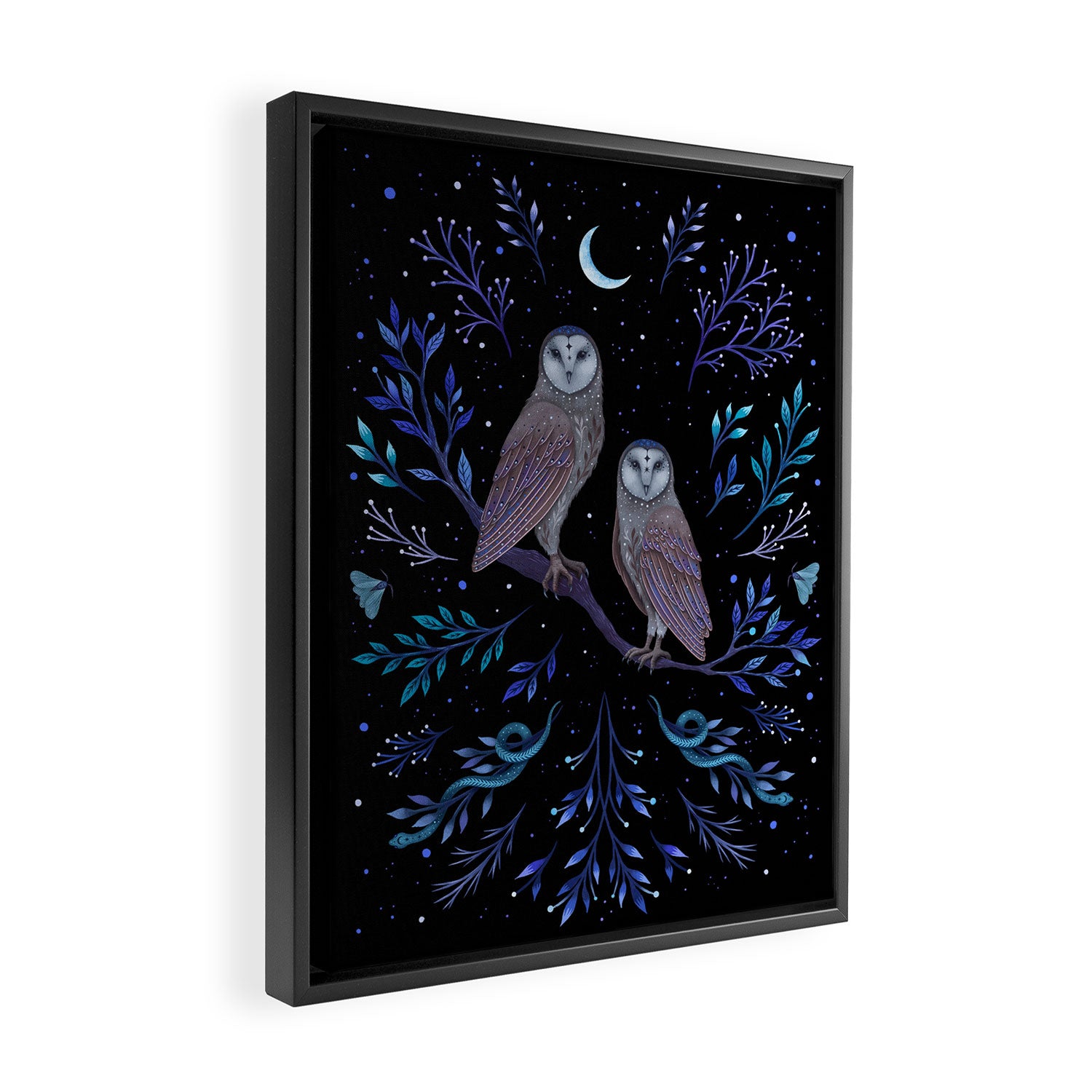 Owls in the Moonlight Framed Canvas Print Gallery Image 2