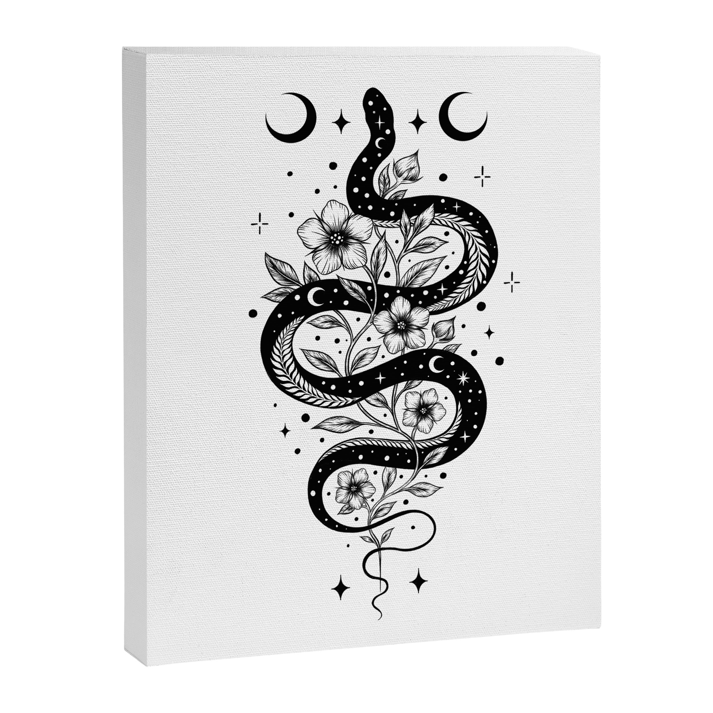 Serpent Spell -Black and White Canvas Print Gallery Image 8