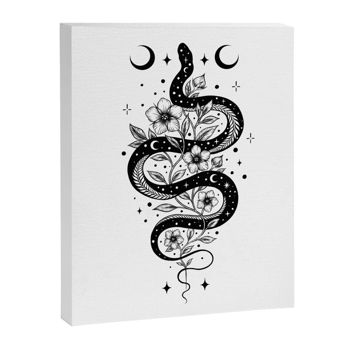 Serpent Spell -Black and White Canvas Print Gallery Image 1