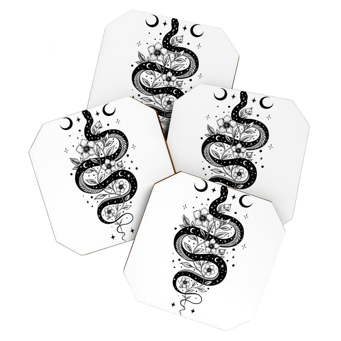 Serpent Spell -Black and White Coaster Gallery Image 1