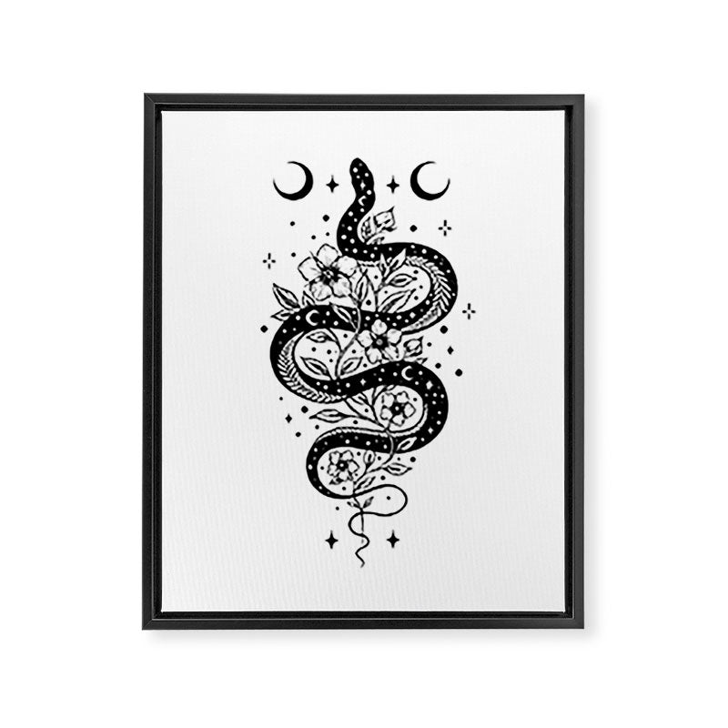 Serpent Spell -Black and White Framed Canvas Print Gallery Image 8