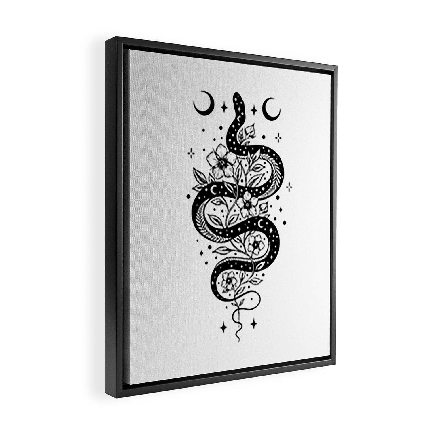 Serpent Spell -Black and White Framed Canvas Print Gallery Image 2