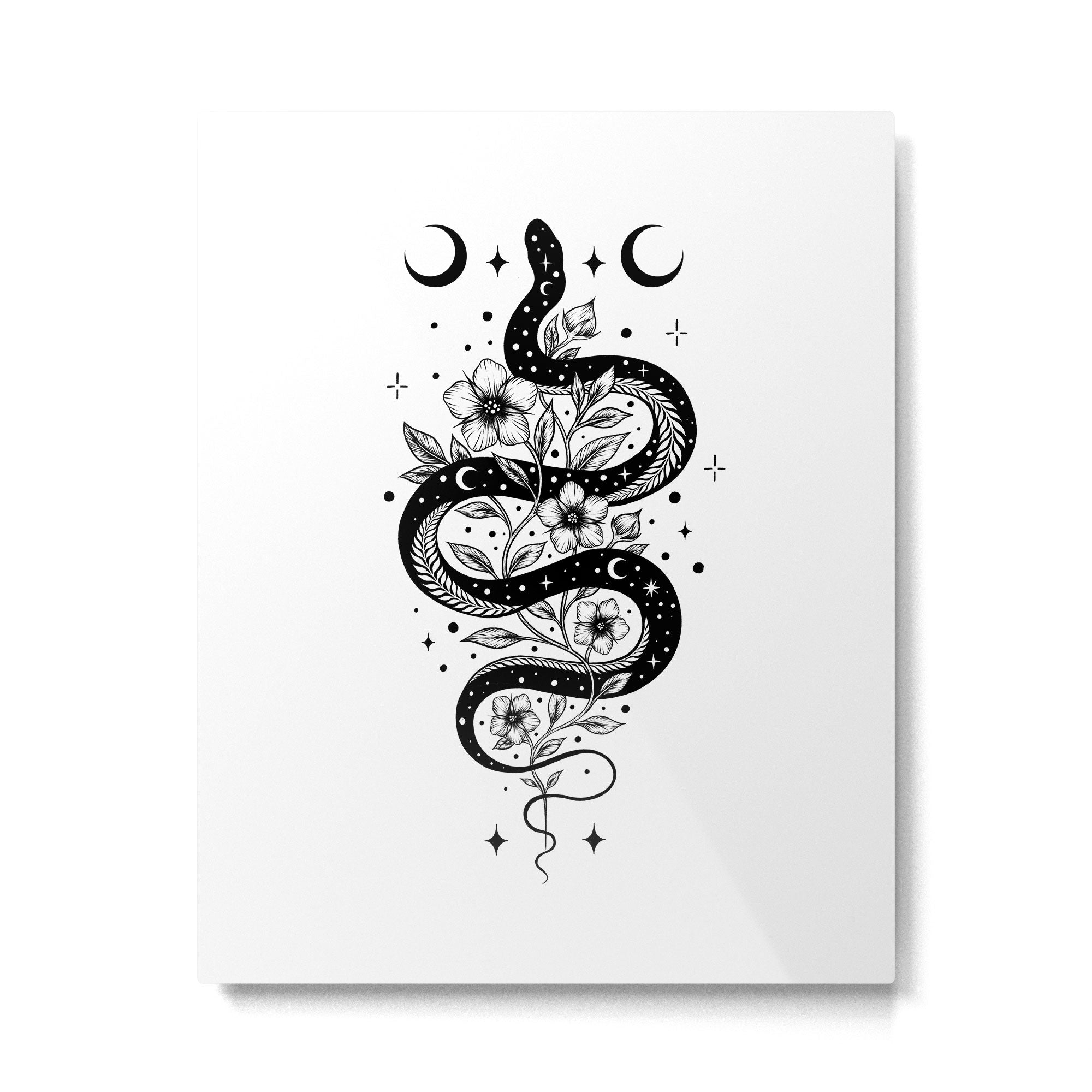 Serpent Spell -Black and White Metal Print Gallery Image 6