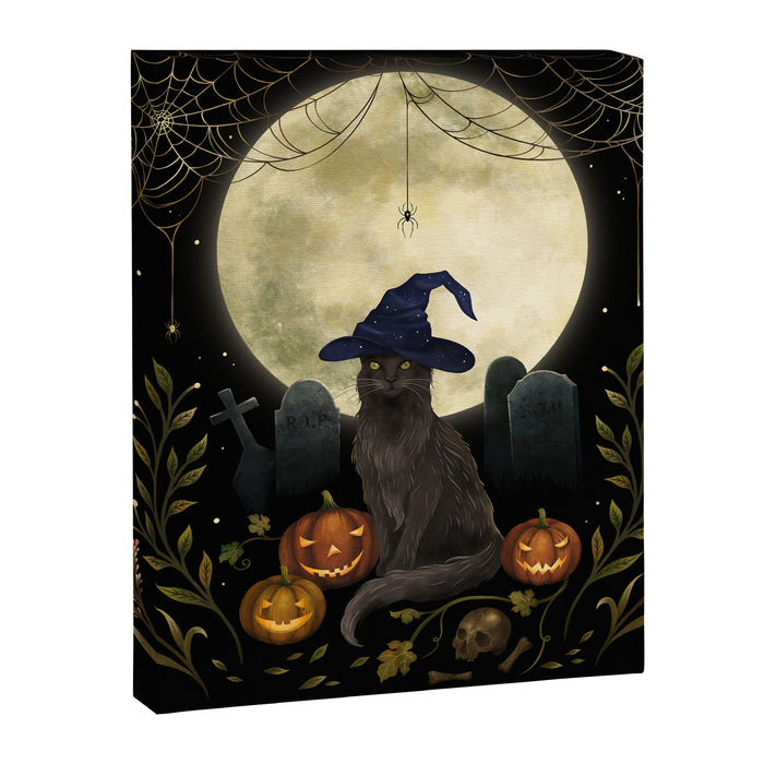 The Black Cat on Halloween Night Canvas Print Gallery Image 1