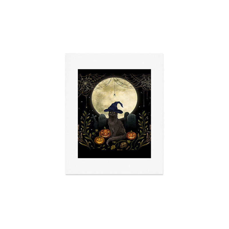 The Black Cat on Halloween Night Art Print Gallery Image 1