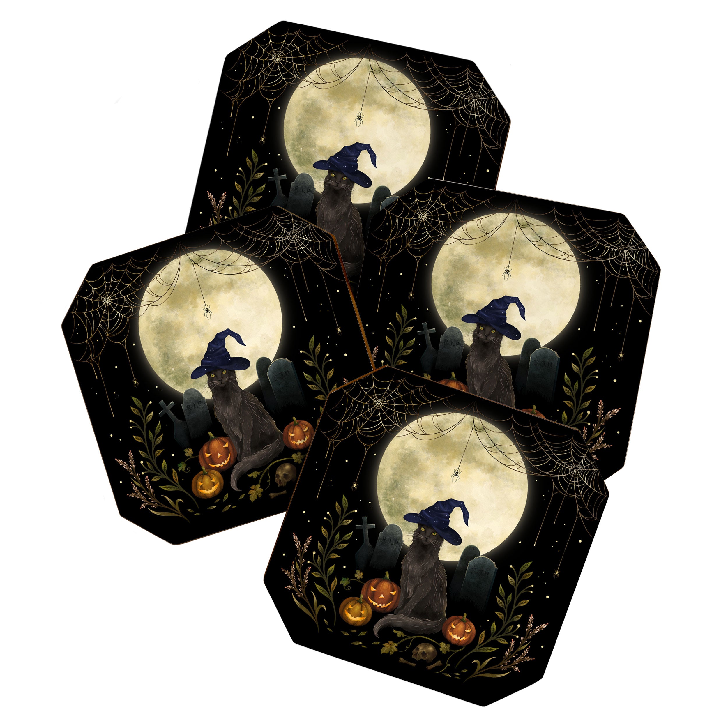 The Black Cat on Halloween Night Coaster Gallery Image 1