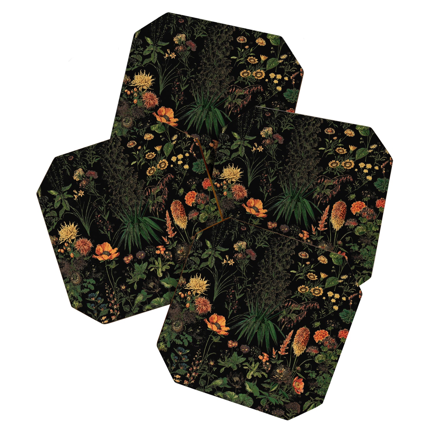Exotic Midnight Floral Garden Coaster Gallery Image 1