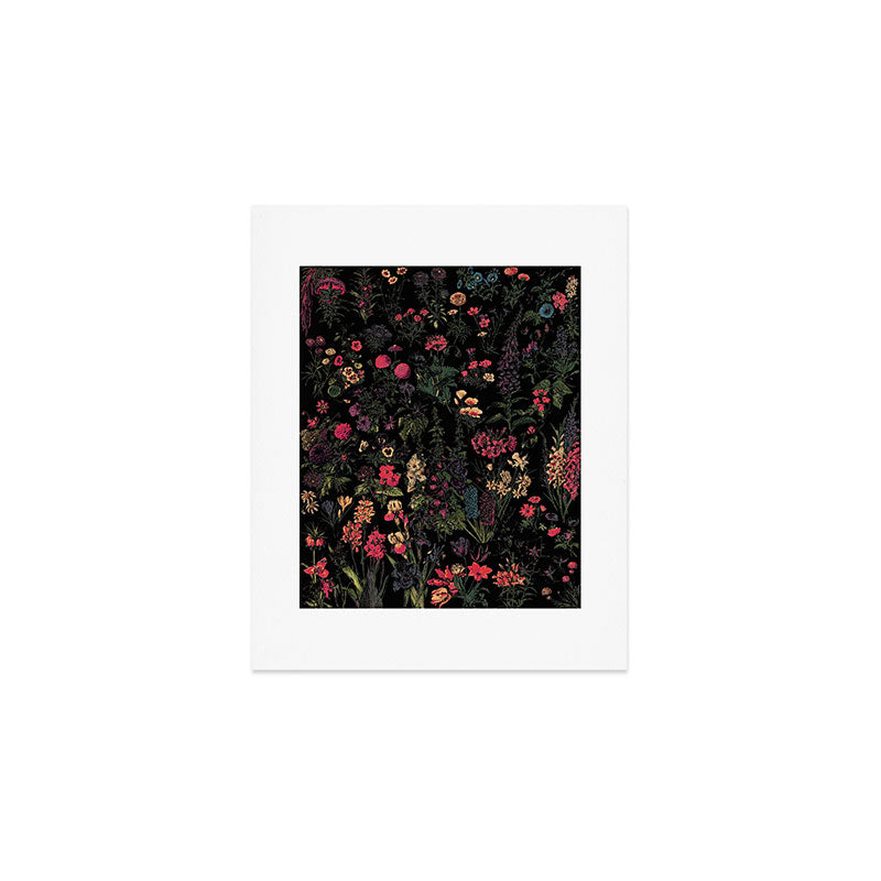 Exotic Midnight Floral Garden Art Print Gallery Image 1