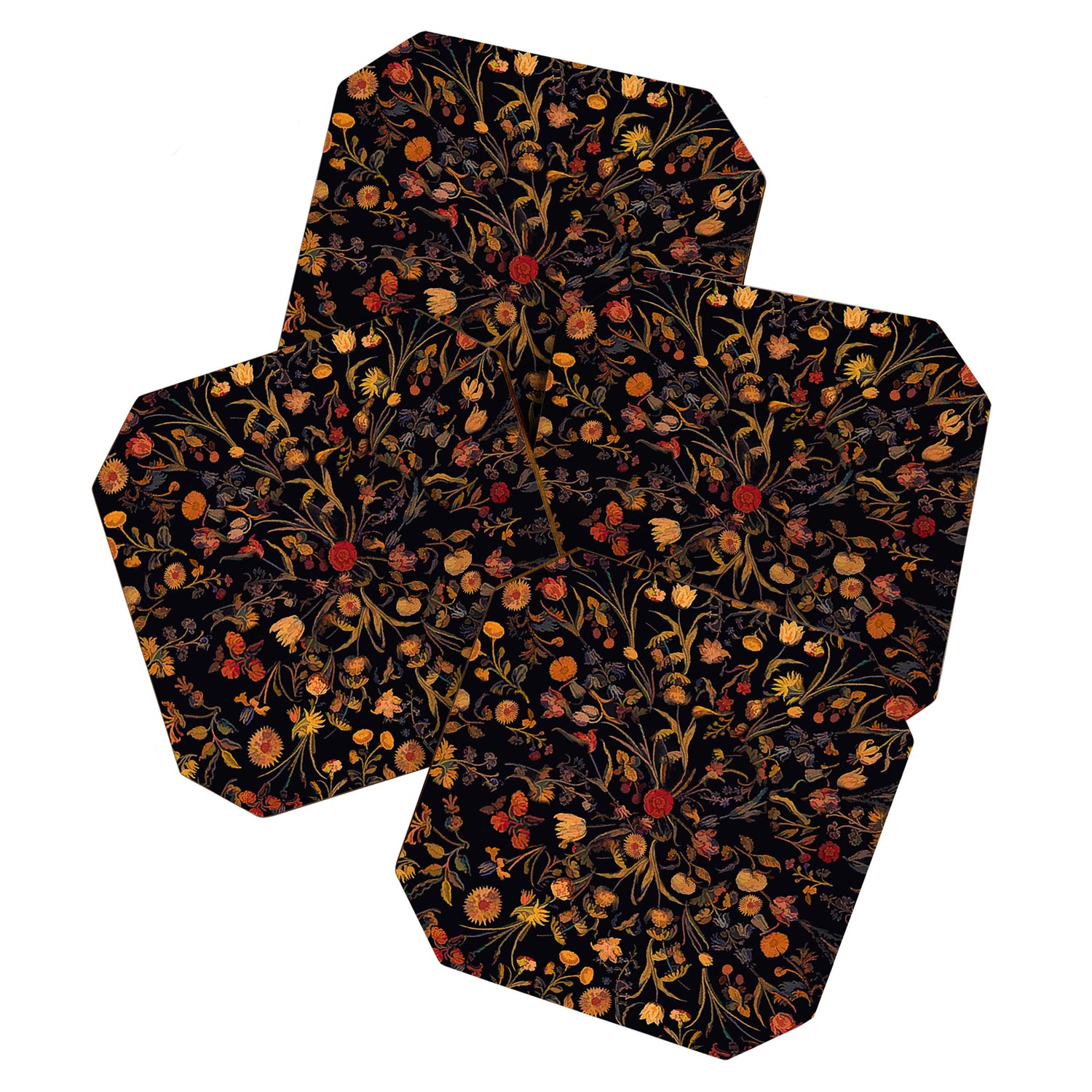 Exotic Midnight Floral Garden Coaster Gallery Image 1