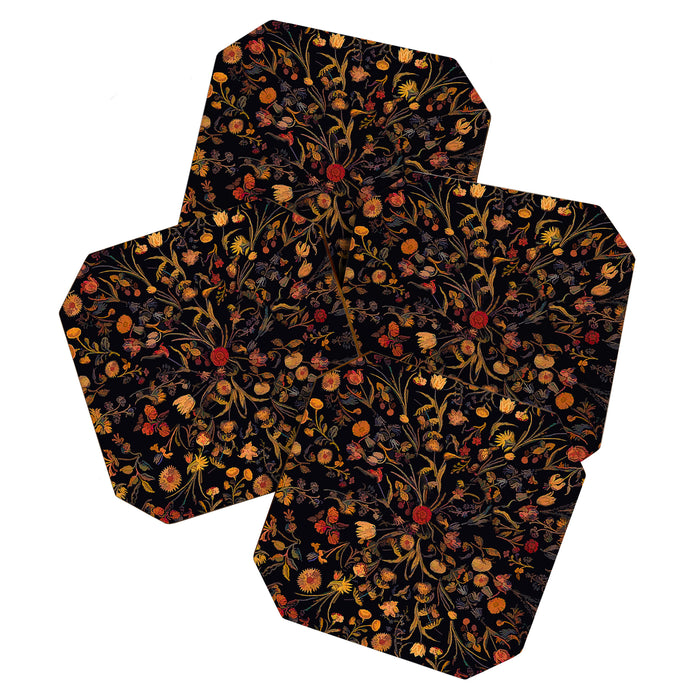 Exotic Midnight Floral Garden Coaster Gallery Image 1