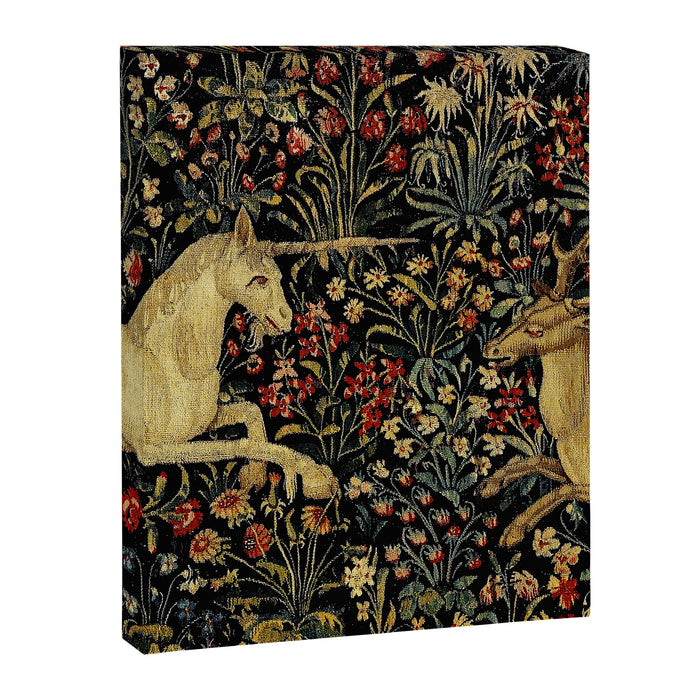 Medieval Unicorn Midnight Floral Garden Canvas Print Gallery Image 1