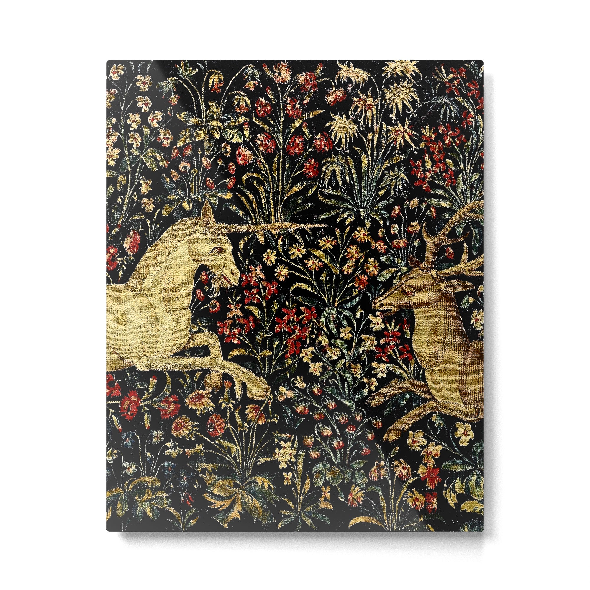Medieval Unicorn Midnight Floral Garden Metal Print Gallery Image 6