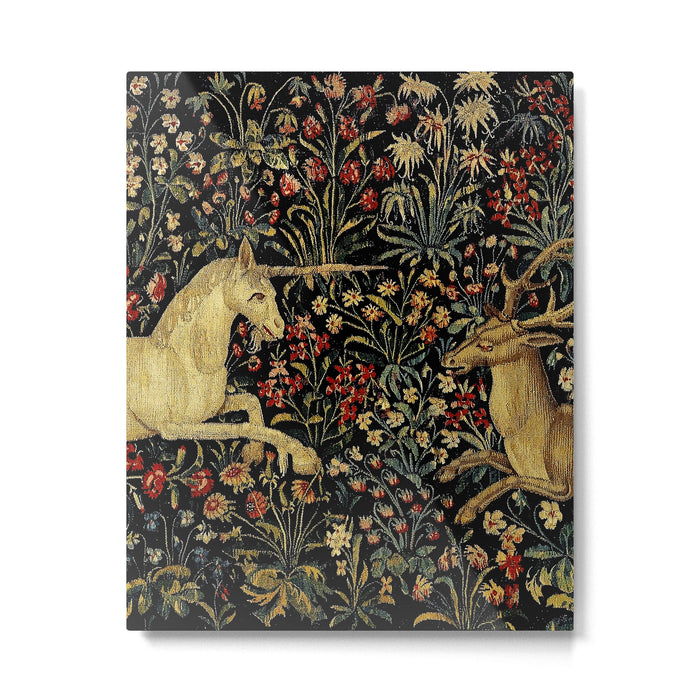 Medieval Unicorn Midnight Floral Garden Metal Print Gallery Image 1