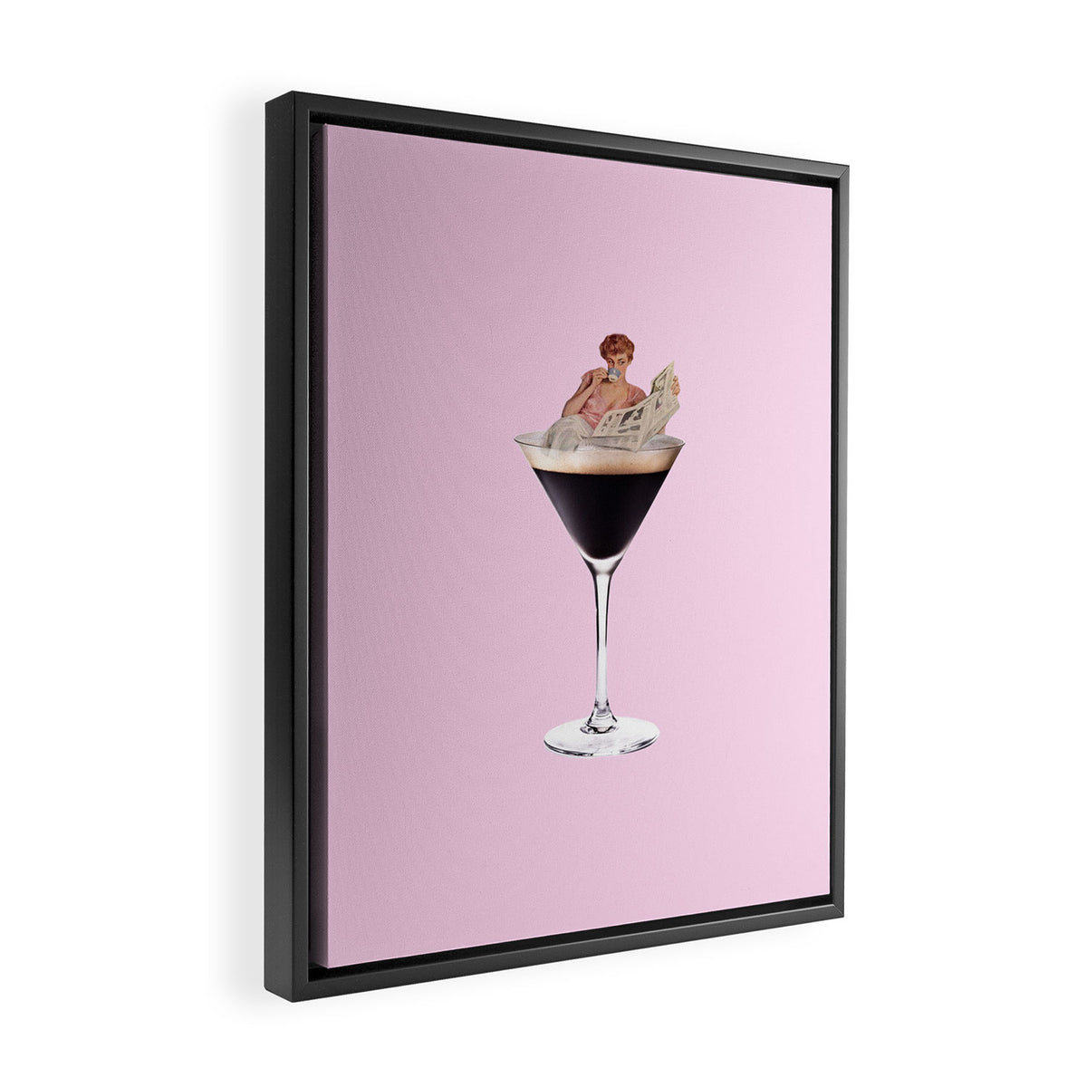 espresso martini 2 pink Framed Canvas Print Gallery Image 2