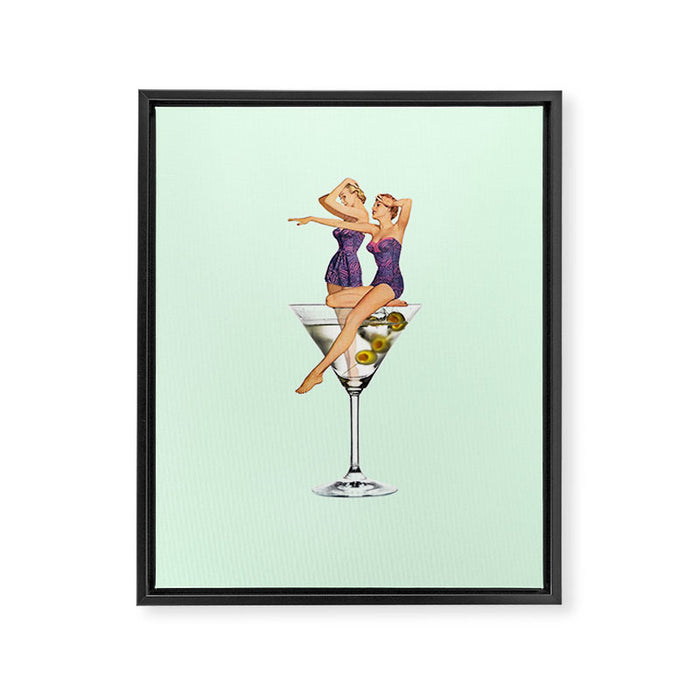 girls night green Framed Canvas Print Gallery Image 1