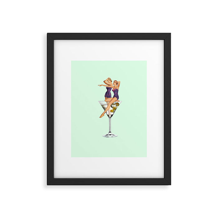 girls night green Framed Art Print Gallery Image 1