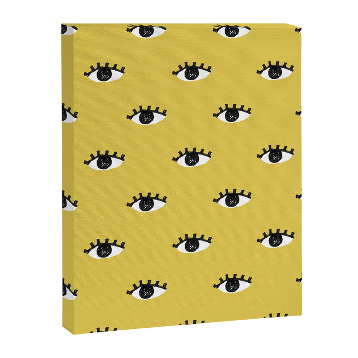 Inky Textured Eye Pattern - Olive Oil Canvas Print Gallery Image 1