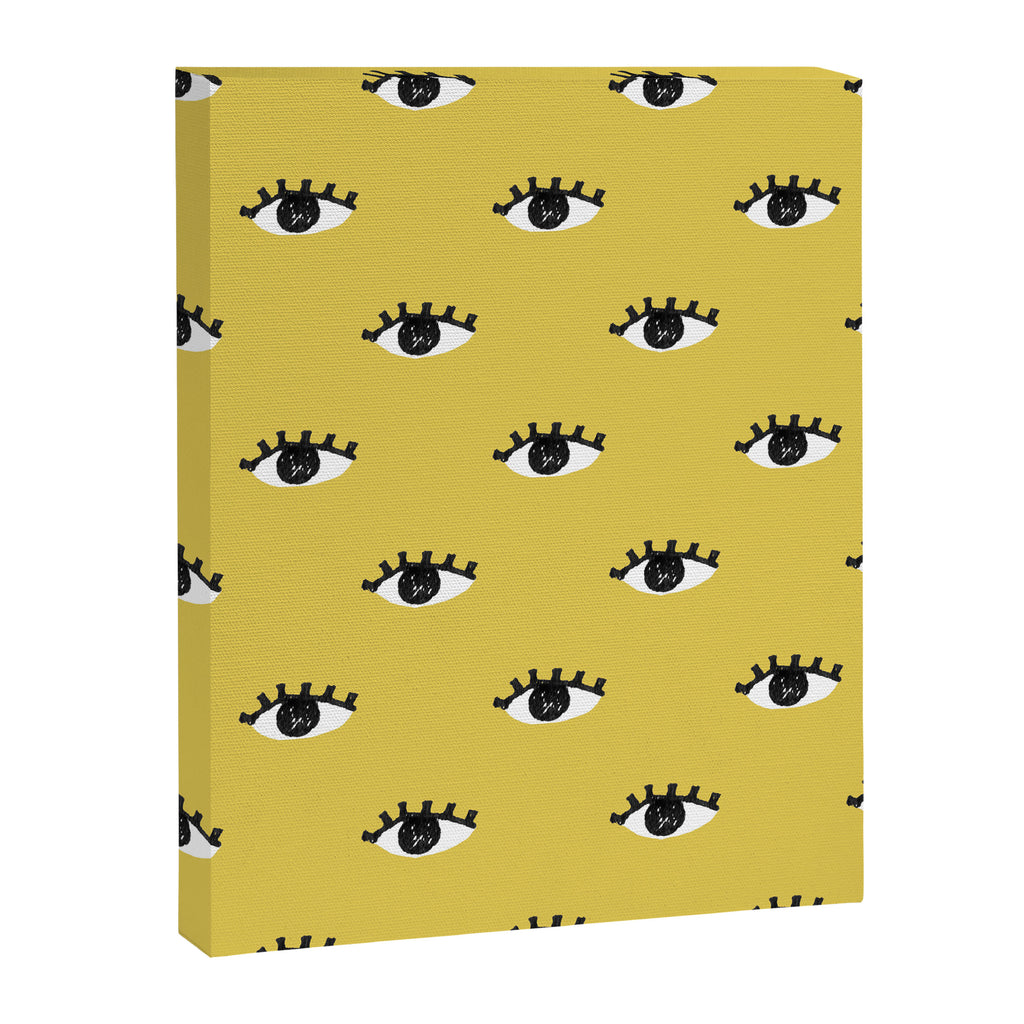 Inky Textured Eye Pattern - Olive Oil Canvas Print Gallery Image 6
