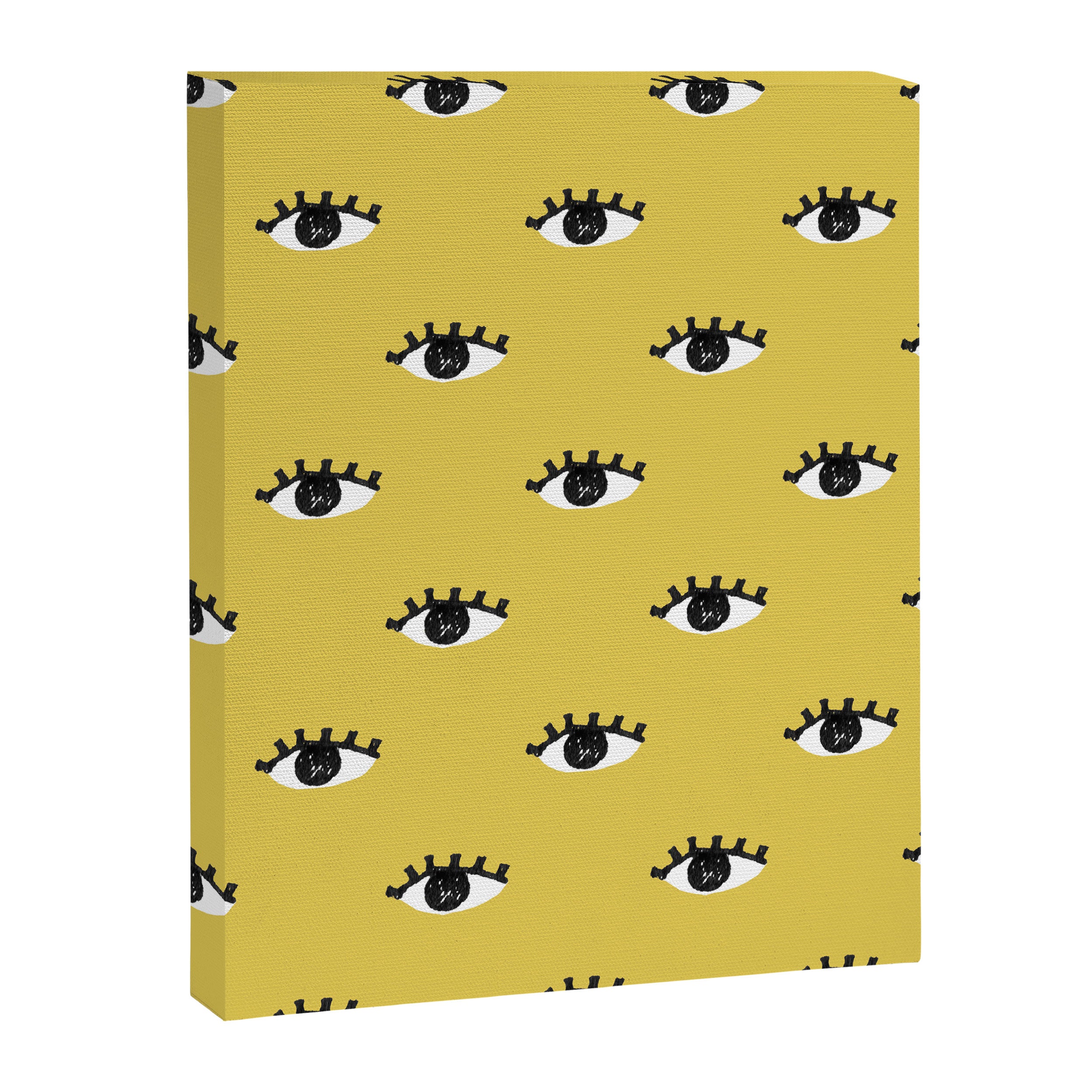 Inky Textured Eye Pattern - Olive Oil Canvas Print Gallery Image 6
