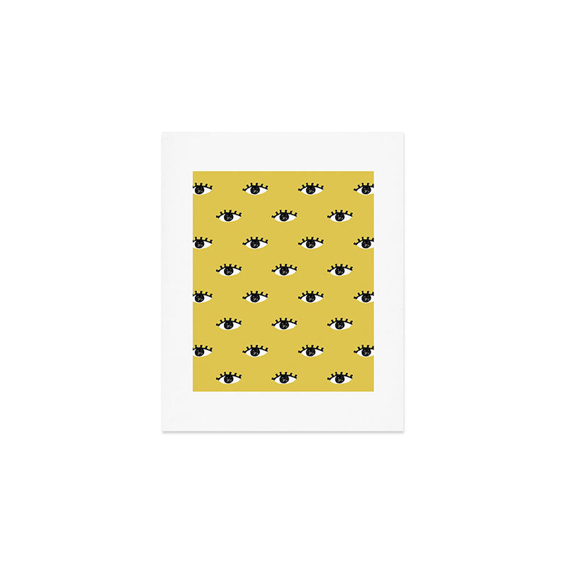Inky Textured Eye Pattern - Olive Oil Art Print Gallery Image 1